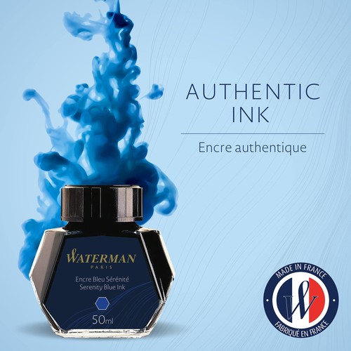 50ml Serenity Blue Fountain Pen Ink Glass Bottle Bold Smooth Flow Reffillable US - Picture 3 of 8