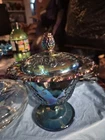 Vintage Indiana glass Carnival Glass Candy Dish With Harvest grape...