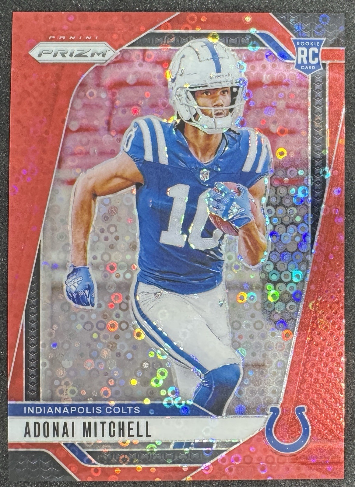 2024 Panini Prizm - Rookies Adonai Mitchell #303 Red No Huddle Prizm /75 (RC)