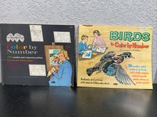1961 Whitman Color by Number 13  Coloring Books, X2, Birds, Nature, NICE SHAPE 
