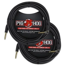 Pig Hog PCH20BKR Black Woven Instrument Cable 20ft Right Angle Gold Plated