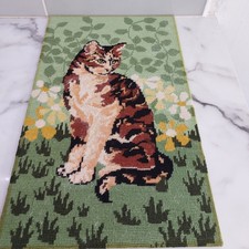 Completed Tapestry Mounted on Board Tabby Cat "Tabitha" 21" x 12 1/2"