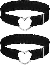 2 Pcs Adjustable Heart Lace Thigh Garters, Black Garters Belt, Women'S Adjustabl