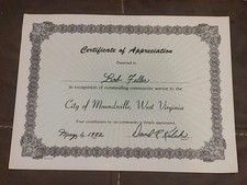 Bob Feller PERSONAL Award from Moundsville WV 1982 from Estate Sale Hung in home