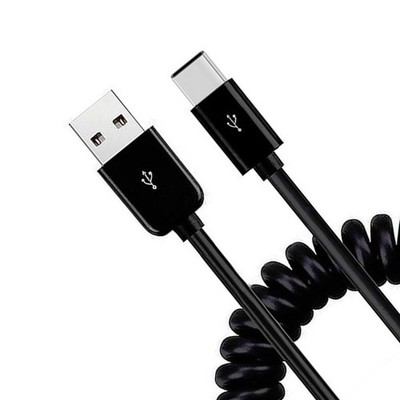 For Galaxy A05/A06/A07 - USB Cable Coiled Type-C Charger Cord USB-C