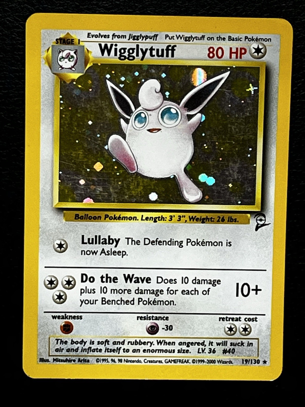 Wigglytuff 19/130 Base Set 2 Holo Rare 1999-2000 Pokémon TCG Card English NM