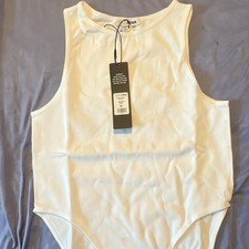 Fashion Nova Women's White Solid One Piece Bodysuit, Body Compression, M