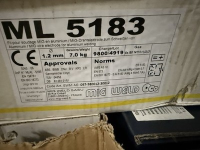 MIG Schweißdraht für  Alu 1,2mm AlMg4,5Mn0,7 MIG WELD ML5183 AWS 5.10 ER5183 7kg