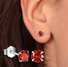 925 Sterling Silver Crystal Stud Earrings Round CZ Multi Colour for Women Men