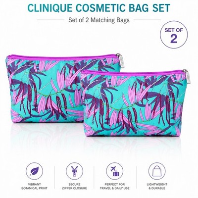 2 of Clinique Cosmetic Bag Tropical Floral Makeup Pouches Travel Toiletry Bags