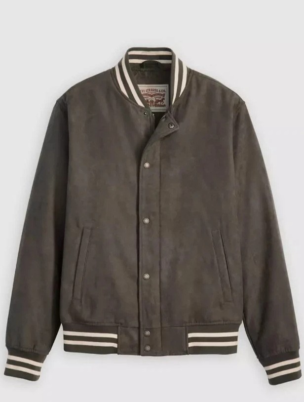Levi's - Varsity Jacket Men's Faux Suede XL Cognac Ash Grey Bomber