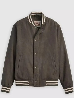 Levi's - Varsity Jacket Men's Faux Suede XL Cognac Ash Grey Bomber
