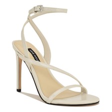 Women's Nine West Miorla Strappy High Stiletto Dress Sandals Cream Patent SZ 11