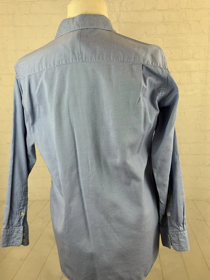 Burberry USA Men's Blue Plaid 2-Ply Cotton Dress Shirt 17 34 $698 - Image 4 of 4