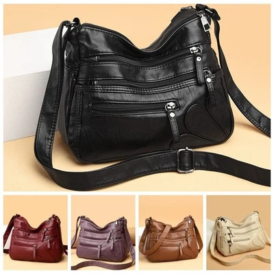 Soft Crossbody Bag Multi-layer Tote Bag Fashion Shoulder Bag Middle-Aged Women - Image 1 of 4