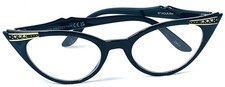 Vintage Style Cat Eye Eyeglass Frames Black Rhinestone Accent FRAMES ONLY