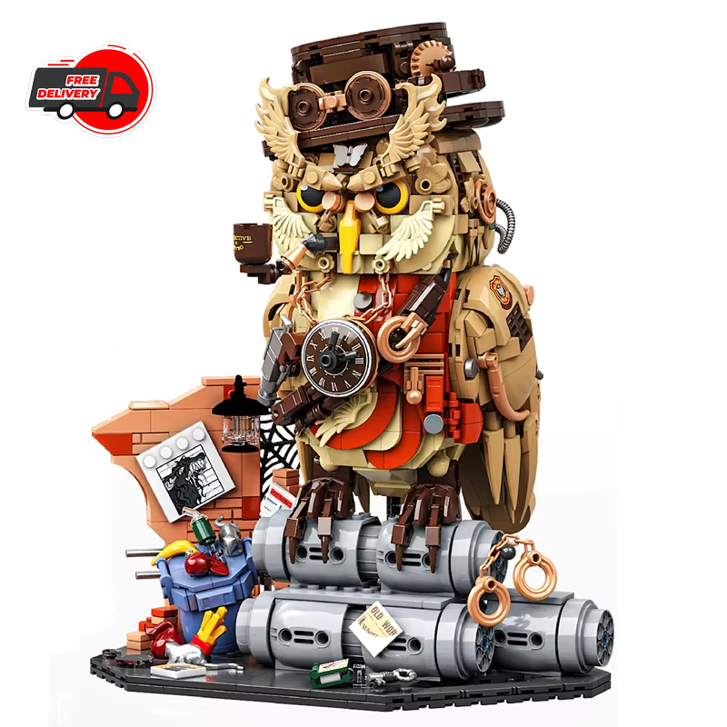1200pcs Owl Detective MOC Magic Animal Building Blocks DIY Creative Toy Model