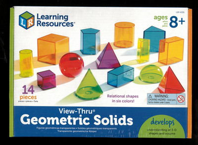 Learning Resources View Thru GEOMETRIC SOLIDS 14 Pieces Relational Shapes NEW