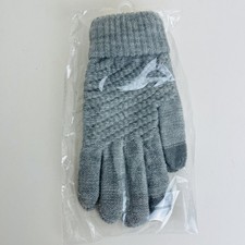 Touch Screen Gloves For Women, Block Weave, 2 Finger Touch, One Size, Gray