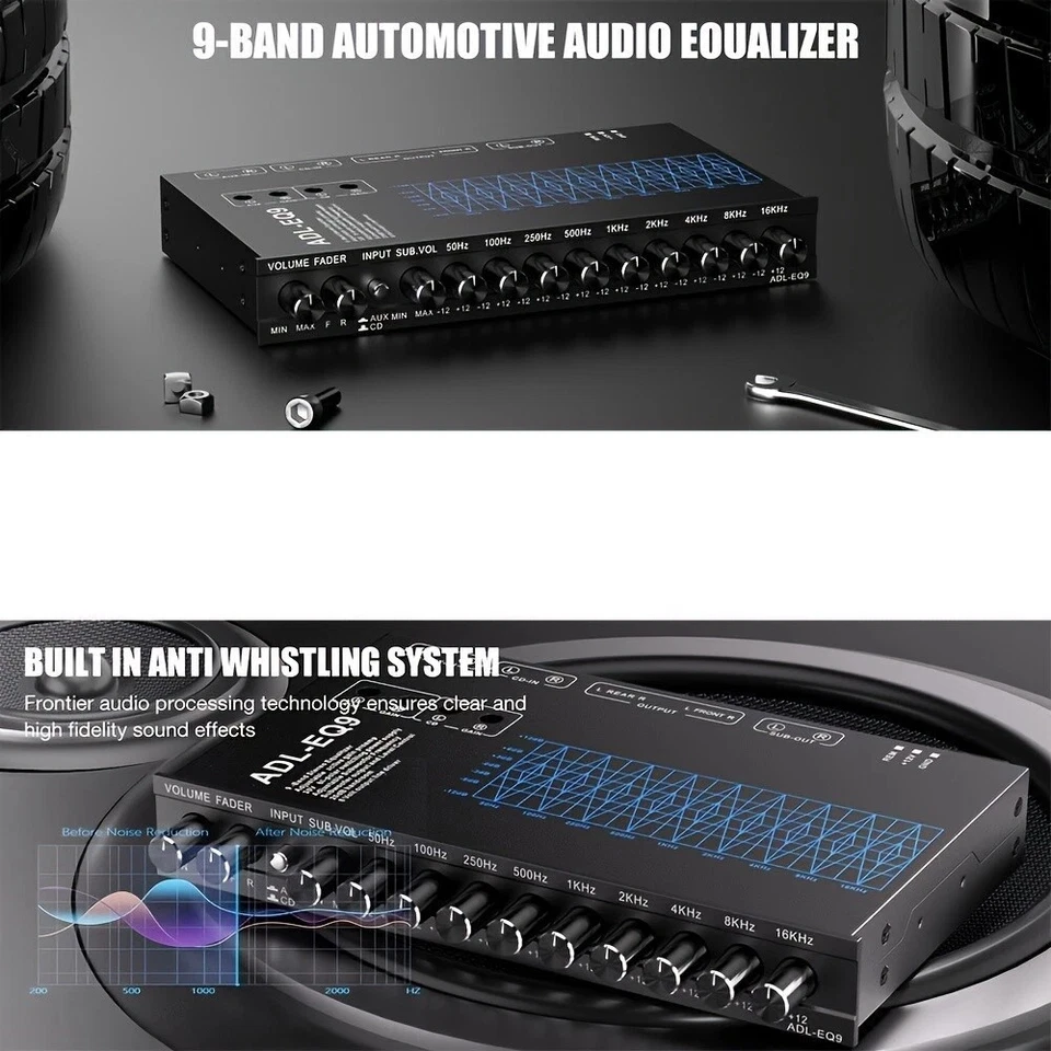 9-Band Parametric Equalizer – 8V Max Output for Amplifiers, RMS Adjustable EQ9 - Image 3 of 4