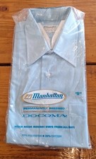 NOS M 15/15.5 Dura Bright Lt Blue Vtg 60s Manhattan DOCOMA P/P S/S Dress Shirt