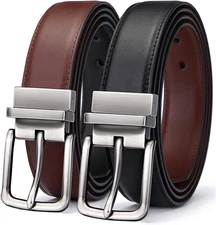 Men'S Belt,Reversible Belt Adjustable for Gift Men 1.25”-Cut for Fit-2 Sides in