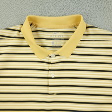 Nike Dri-Fit Polo Shirt Mens Large Yellow Stripe Standard Fit Golf Performance