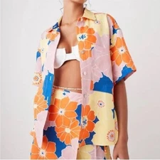 Rails linen Mackinley Shirt Flower Power button down size medium