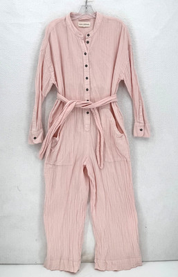 Mara Hoffman Womens Pink Gauze Cotton Wide Leg Long Sleeve Manda Jumpsuit Sz S