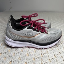 Saucony Ride 14 Running Shoes Womens Sz 8.5 Fog Sneakers Gray Pink S10650-55