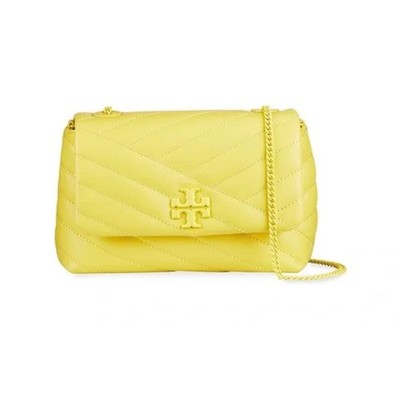 Tory Burch Kira Chevron Quilted Leather Small Shoulder Bag Yellow Classy Spring
