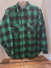Vintage 50s Pilgrim Green Plaid Wool Flannel Shirt Sears Roebuck Workwear Sz L