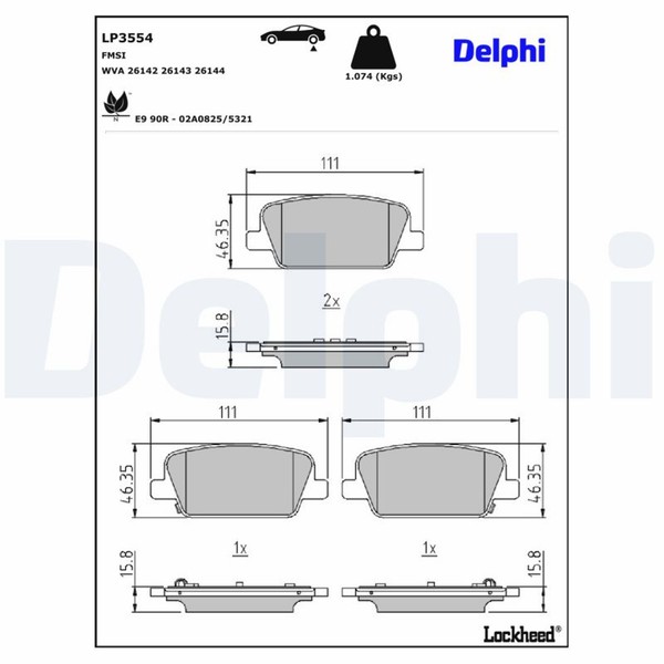 Bremsbelagsatz Scheibenbremse Delphi LP3554 FüR FE Santa Hyundai SUV 4 TM TMA-image