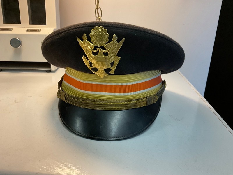 us army signal corps captains cap hat korean or vietnam era signed inside dusty