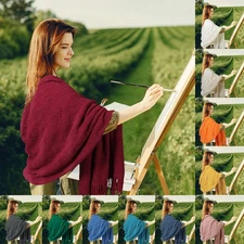 Wavy Pattern Knit Fringe Throw Blanket 50" x 60" For Bed Sofa Couch Decoration