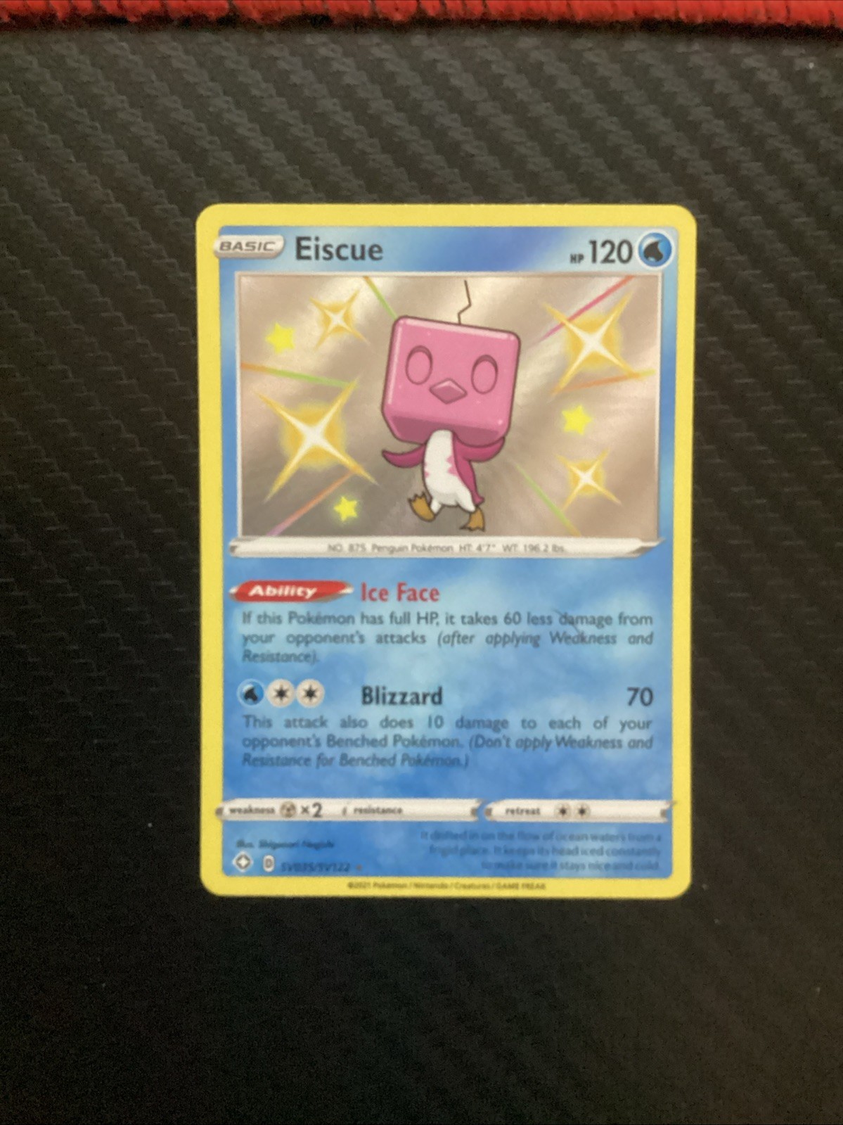 Pokémon TCG Eiscue Shining Fates SV035/SV122 Holo Shiny Holo Rare - NM