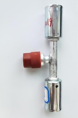 AC BEADLOCK FITTING CRIMP ON HOSE SPLICER #6 W/ R134a 16mm SERVICE PORT BL6101-3