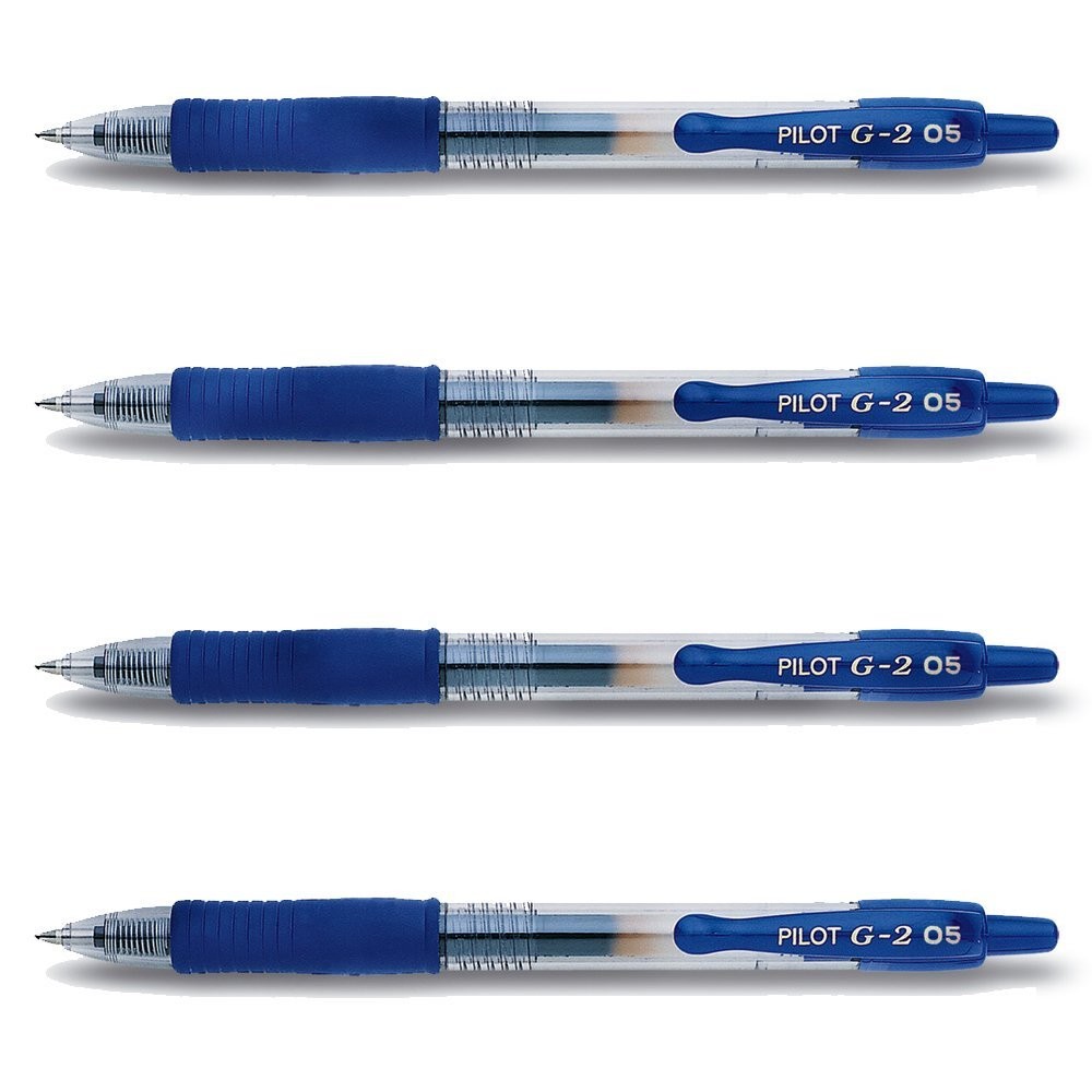 Stylo encre gel G2-05 bleu avec pointe fine 0,3 mm - Lot de 4