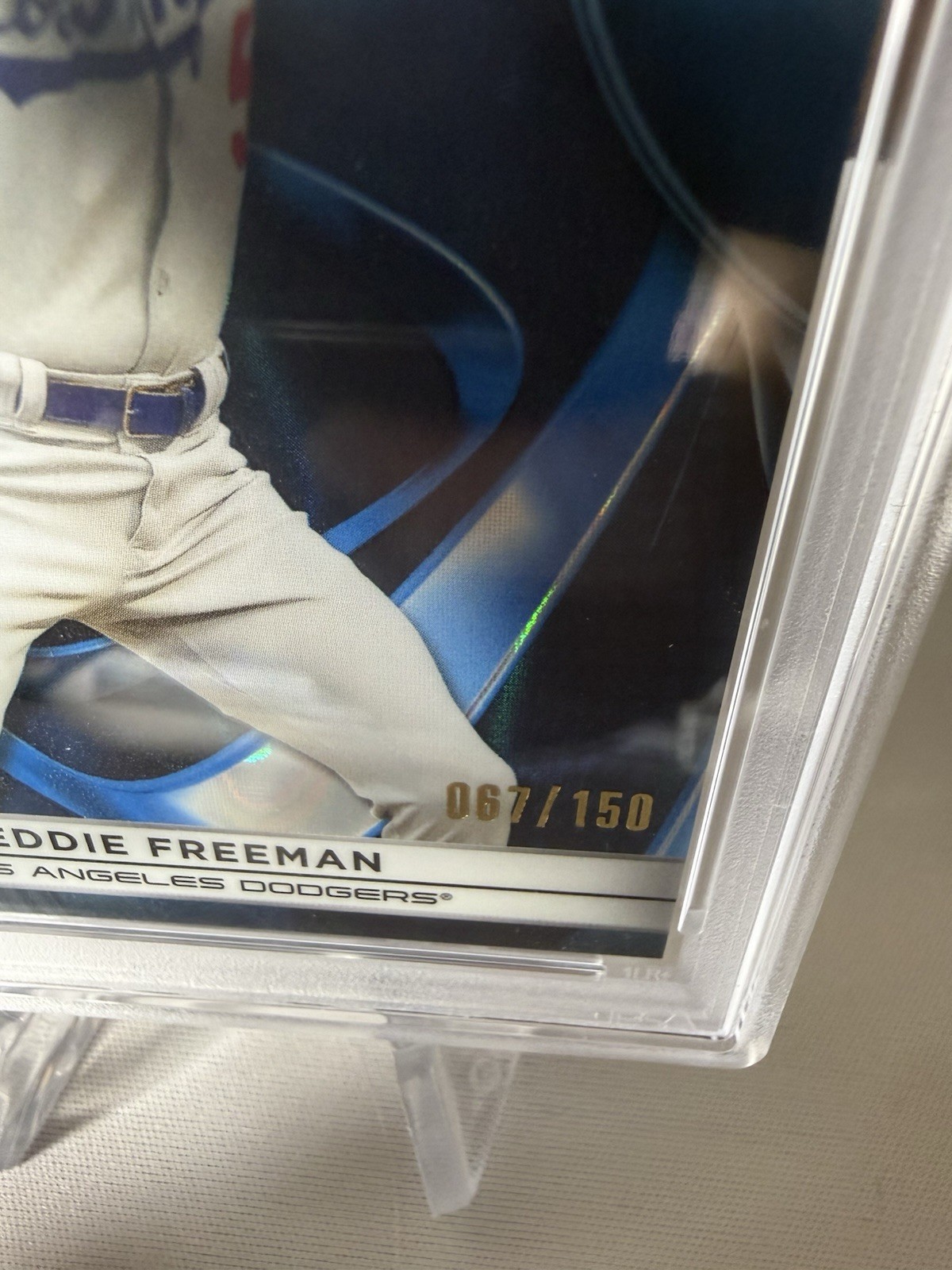 2025 Topps Chrome Black #20 Freddie Freeman Blue Lava /150 PSA 9 view 4