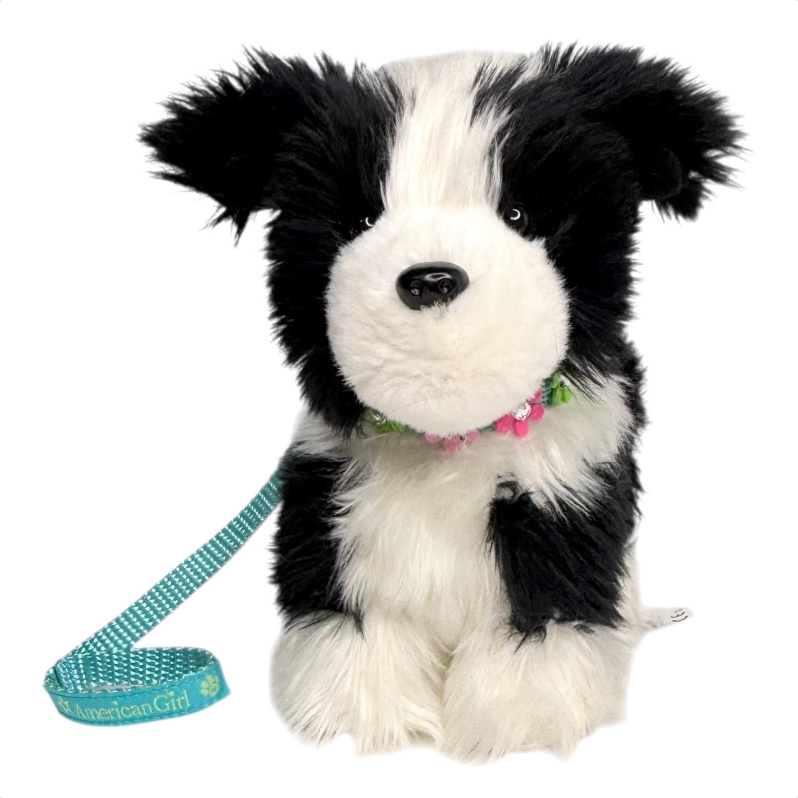 Correa de collar de flores de felpa para perro mascota oveja americana negra blanca cachorro de piel sintética
