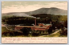 Bennington New Hampshire~Monadnock Paper Mills~Smokestack~Crotchett Mt~1907 PC