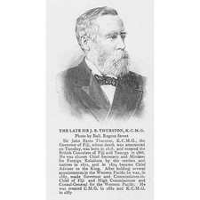 SIR JOHN BATES THURSTON Governor of Fiji - Antique Print 1897