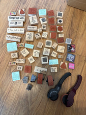 Stampin' Up! Mixed Lot Wood Mounted Rubber Stamps & Stamp Wheels