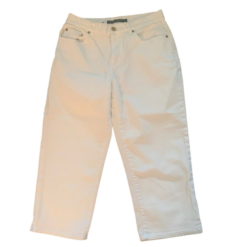 LAUREN JEANS CO. RALPH LAUREN WHITE CROPPED STRETCH JEANS 4-EUC