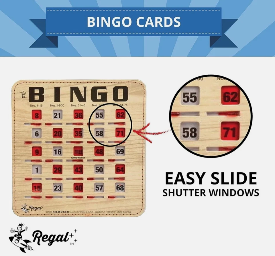 50-Pack Bingo Cards Stitched Reusable Shutter Slide with Clear Slider Light - Image 2 of 4