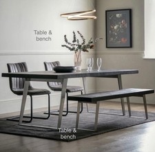 Newington Black Dining Table (180cm) & Bench, Small By Gallary Direct Rrp £2138
