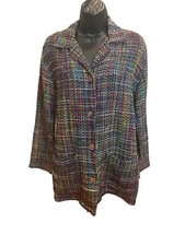Chico s Design Muticolor Silk Woven Blazer Sz Small