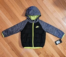 NEW Nike Toddler Boys Light-weight Puffer Vest Jacket, Black/Neon Green 2T