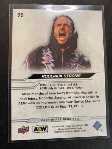 Roderick Strong - 2024 Upper Deck AEW Wrestling Card #25 - Picture 2 of 2