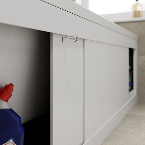 1700 Side Front Storage Bath Panel for Straight Baths Lockable Modern MDF White - Picture 4 of 14